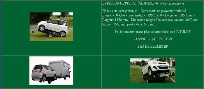La BISSONNETTE remorque pour camping-car La BISSONNETTE remorque pour camping-car