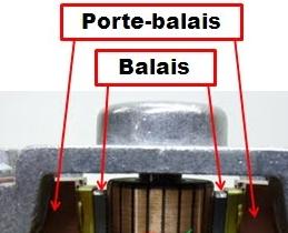 Le chemin de contact des charbons ou balais sur le collecteur de  linduit est us assez profondment: un petit chanfrein sera alors utile sur les charbons  pour un meilleur contact!