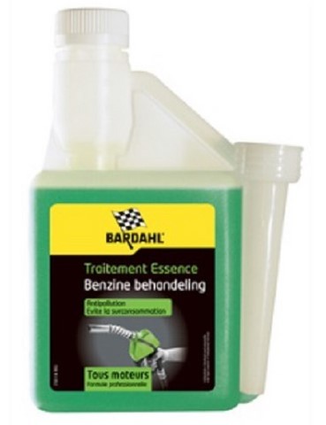 Traitement Essence BARDAHL: permet d' améliorer la combustion , de diminuer la consommation jusqu'à 5% (selon le type de carburant utilisé), de réduire le bruit moteur à froid, ainsi que l'encrassement moteur. Il améliore la souplesse, reprise et accélération . Sa formule réduit les fumées à l'échappement , et élimine l'eau contenue dans le carburant .