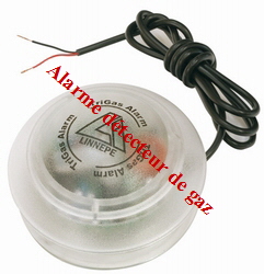 Alarme gaz intelligente de la taille d'une souris informatique, s'adapte automatiquement  la temprature et  l'air ambiant pour mieux vous protger des gaz soporifiques, sirne 95 dB quipe d'une fiche allume-cigare, fonctionne de 5  24 Volts - Rf : 5-932678 