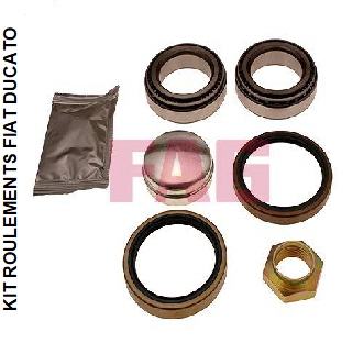 Pices dtaches Fiat DUCATO: Kit roulements moyeux de roues avant avec deux joints dtanchit, 20 grammes de graisse, 1 crou, 1 chapeau de moyeu.