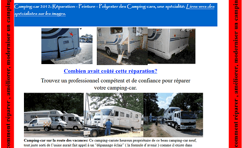 Réparer Un Camping-Car: a réparation et la peinture de tous types et marques de camping-car (intégral, profilé, capucine) et de caravane, de tous gabarits.