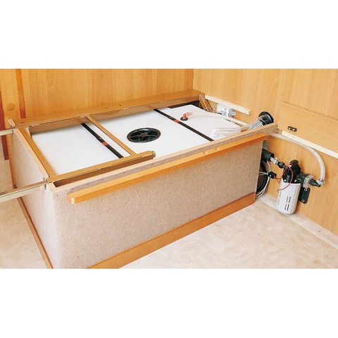Cuve/réservoir rotomoulé EURO ACCESSOIRES de 80 L plat spécial pour la récupération des eaux usées ou noires des camping-cars et bateaux
