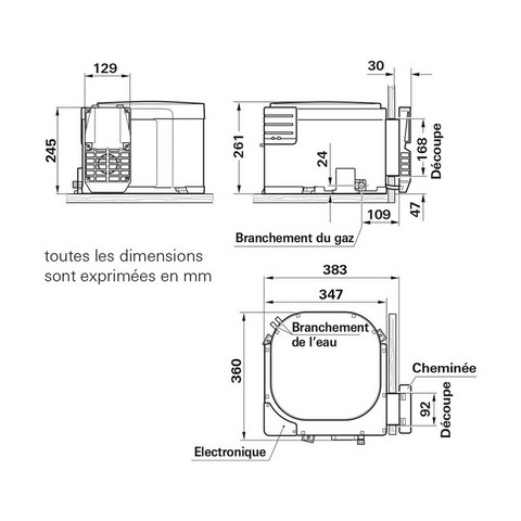 Grâce à ses dimensions peu encombrantes, le Truma Boiler gaz ou le Boiler gaz / électrique ne nécessite que peu de place.